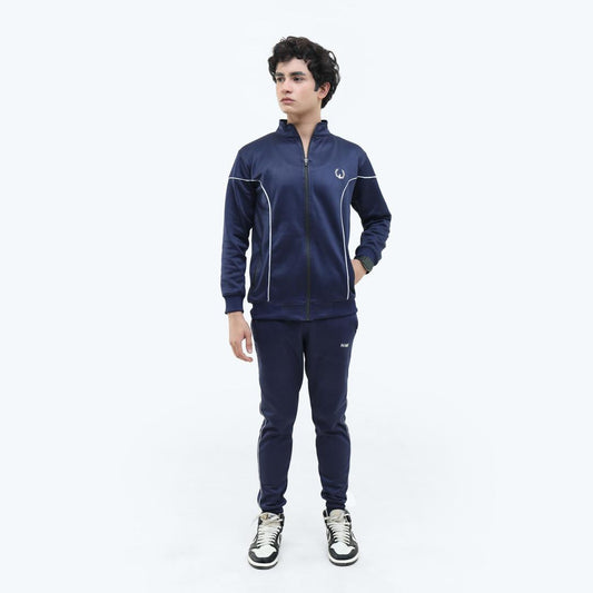 2-PCS Men's Fleece Plain Zipper Track Suit