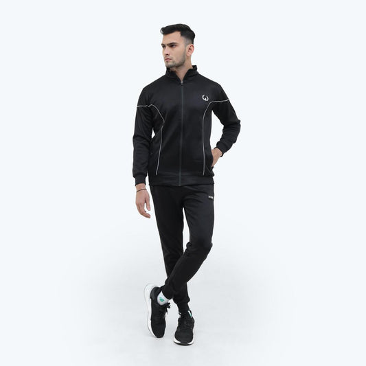 2-PCS Men's Fleece Plain Zipper Track Suit