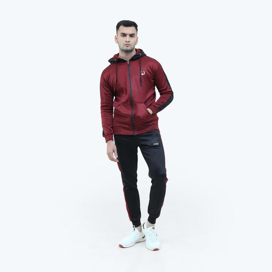 2-PCS Men's Fleece Plain Zipper Track Suit